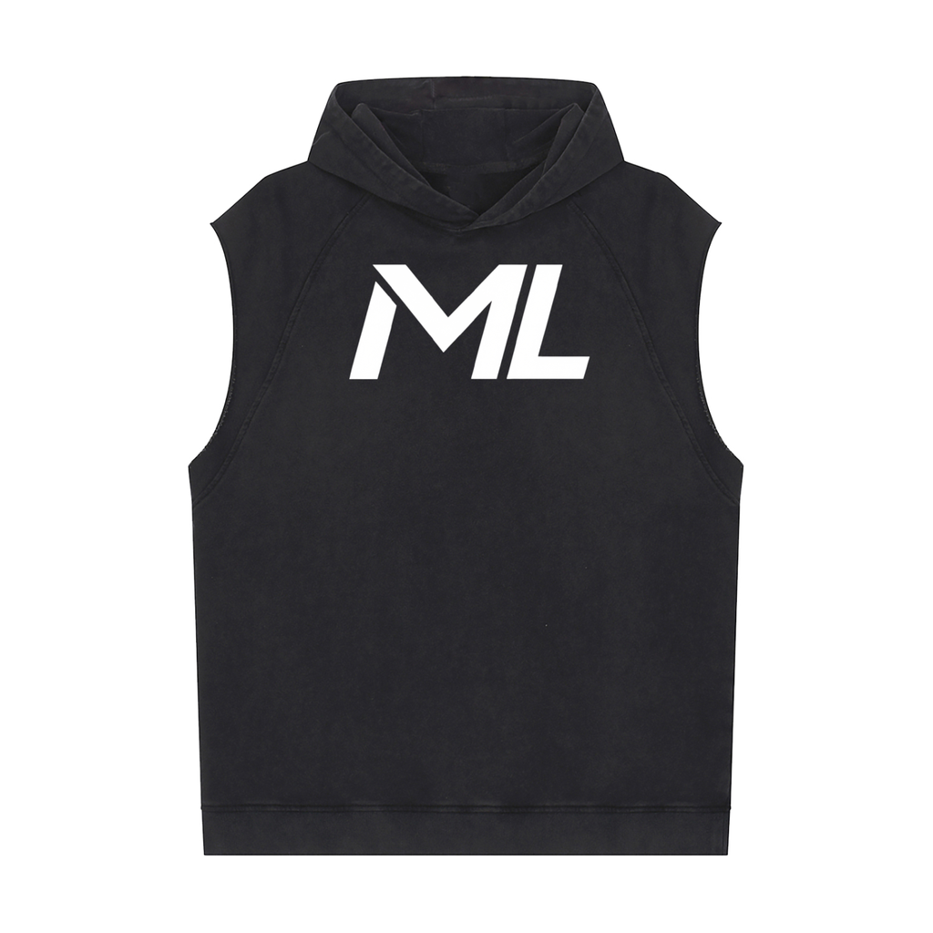 Mental Lab Mens Snow Washed Sleeveless Gym hoodie
