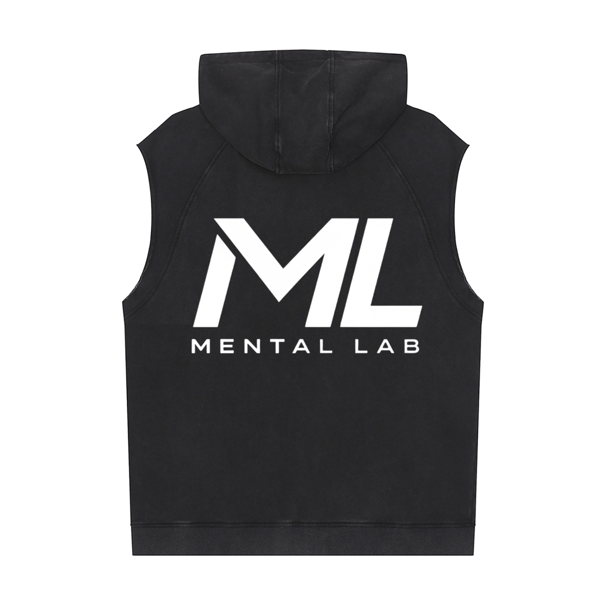 Mental Lab Mens Snow Washed Sleeveless Gym hoodie